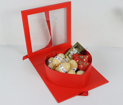 Коробка для цветов "От всего сердца" 25,3*25,2*8,2H, 1 шт., красный