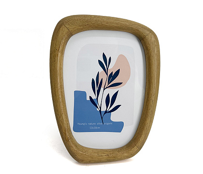 Фоторамка декоративная из дерева, асимметричная, со стеклом, 13x18 см