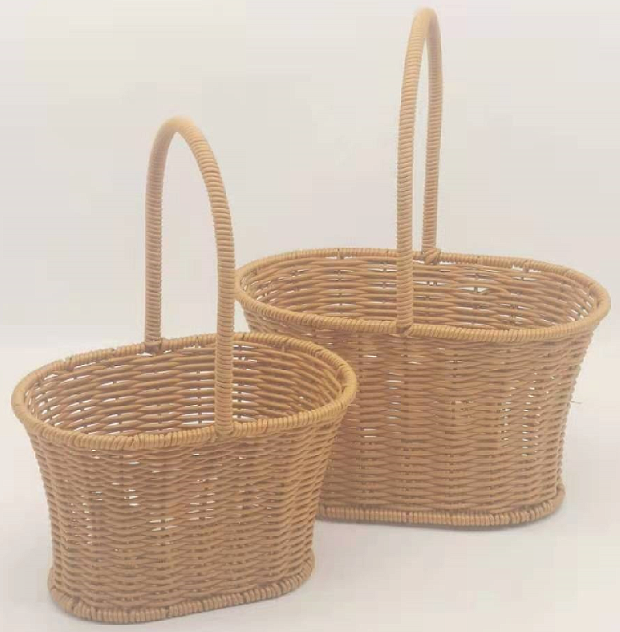 Набор корзин плетеных (искусств.ротанг), 24x17x14,5/31 см, 20,5x14x12,5/27,5 см, 2 шт., натуральный