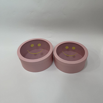 Набор коробок под цветы "Улыбка цветов" 25x11 см, 23x10 см, 2 шт., св.розовый