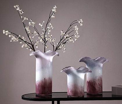 Ваза стеклянная D18 * H17,5,  1 шт., градиент фиолетовый/св.сиреневый