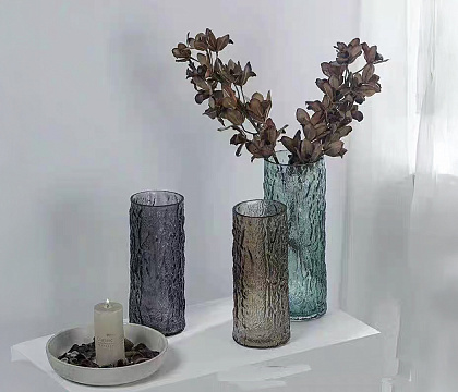 Ваза стеклянная 12*12*29,5 см, 1 шт коричневый