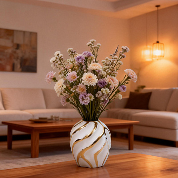 Ваза керамическая, цвет бело-золотой, 12,5*14 см