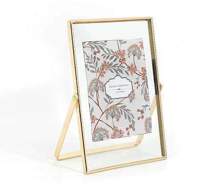 Фоторамка декоративная с металлическим багетом, со стеклом, 7,5x10 см