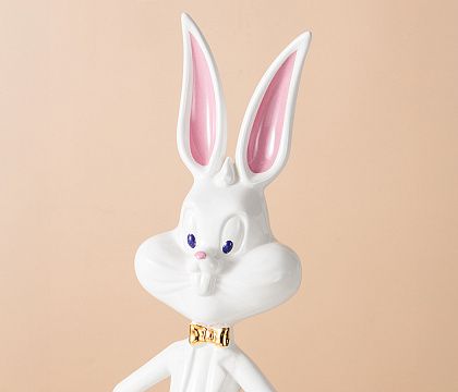 Статуэтка декоративная серия "Кролик", керамика, цвет белый, 17,5*17,5*49,5 см