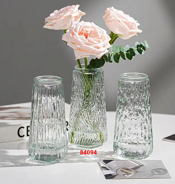 Ваза стеклянная D7*15,5 см, 1 шт., прозрачн.