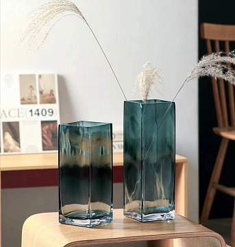 Ваза стеклянная D10 * H30 см, 1 шт, изумрудный