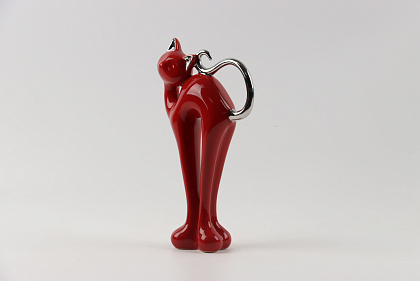 Статуэтка декоративная "Кот", керамика, цвет красный/серебро, 15*6*27,5 см