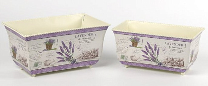 Набор декоративных кашпо "Лаванда прованс"25X14.5XH13CM 18.5X8.5, 22X12XH11.5CM 17X7, 2 шт., металл