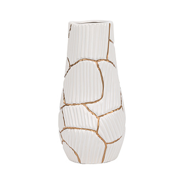Ваза керамическая, цвет бело-золотой, 13*26,5 см