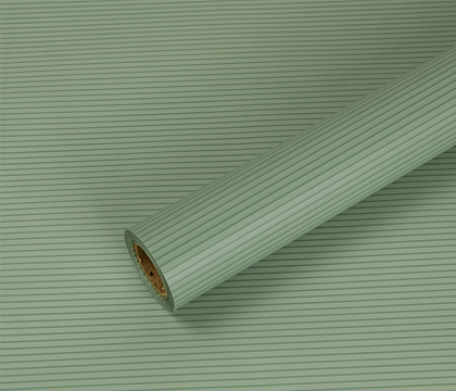 Упаковочный материал флористическая пленка матовая в полоску, 50 мкр, 58 см х 10 м, пастельно-зеленый