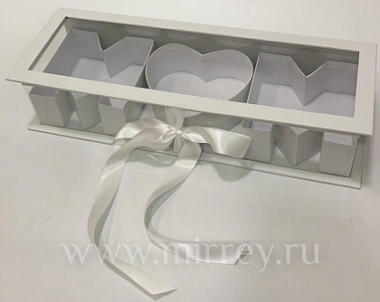  Коробка под цветы "Мама" 44,5x15,5x9,7см, 1 шт., белый