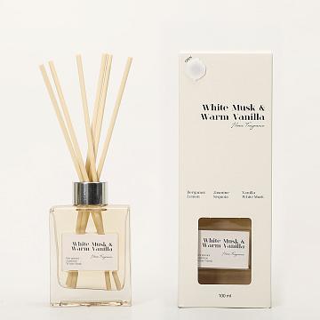 Ароматический диффузор с палочками 100 мл., White Musk & Warm Vanilla/Белый мускус и теплая ваниль