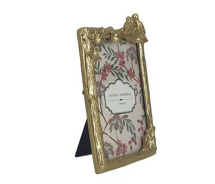 Фоторамка декоративная из эпоксидной смолы "Соловьи", цвет золото, со стеклом, 10x15 см