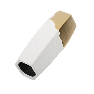 Ваза керамическая, цвет бело-золотой, 13,5*11,5*26 см