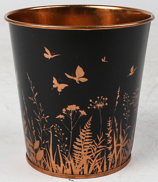 Декоративное кашпо "Бабочки в саду" D10XH10 см B:D7.5 см,  металл