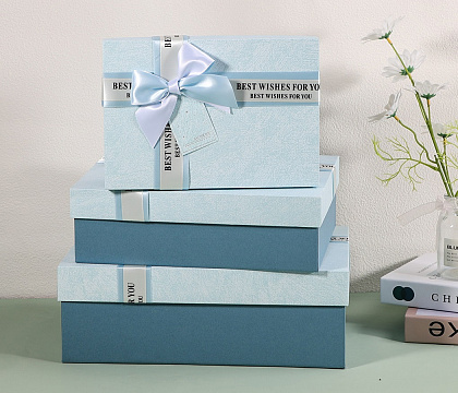 Набор коробок подарочных 29*21*9,5, 26*19*8, 23*17*6,5 см, 3 шт., нежно-голубой