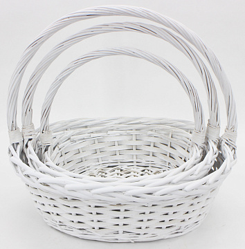 Н-р корзин (ива), 40*33 H15 HH36 B33*23, 35*28 H13 HH32 B28*20, 30*24 H10 HH27 B24*17, 3 шт.. Белый