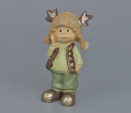 Декоративное новогоднее изделие Мальчик, 9 см, золотисто-оливковый