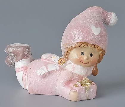 Декоративное новогоднее изделие Девочка, 6 см, светло-розовый