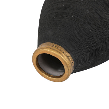 Ваза керамическая с металлической окантовкой, цвет черно-золотой, 12,5*30,8 см