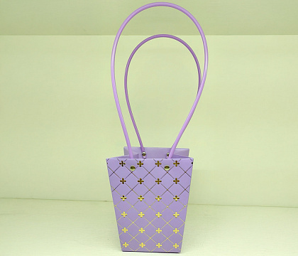 Пакет подарочный тисненый фольгированием, 13*9.5*15.5 см 10 шт./упак., пастельно-лавандовый