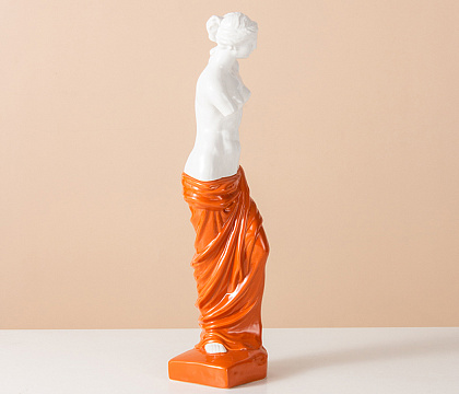 Статуэтка декоративная серия "Венера", керамика, цвет оранжевый, 9,5*11*41 см