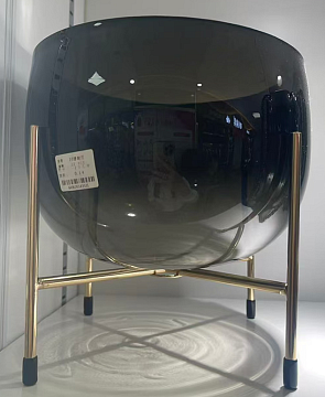 Ваза стеклянная D20*H18 см, 1 шт., серый