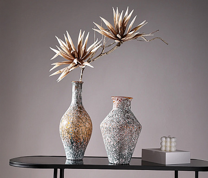 Ваза стеклянная D15 * H34,  1 шт., серо-янтарный