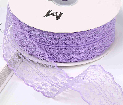 Лента декоративная "Изящное кружево", полиэстер, 45 мм х 50 ярд., лавандовый (4 шт./упак.)