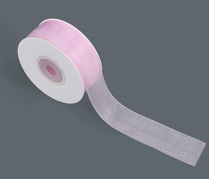 Лента органза на картонн.катушке, 25мм*25ярд, сиреневый (5 шт/упак)