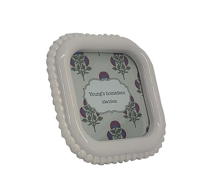 Фоторамка декоративная из эпоксидной смолы, серия "Бабл", цвет белый, со стеклом,10x10 см