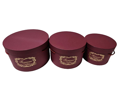 Набор коробок для цветов "Подари любовь" 25*15, 22*14, 18*13 см, 3 шт., винный