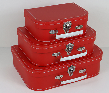 Набор коробок-сундуков 29,8×20,8×8,6H, 24,8×17,7×8H, 19,8×14,3×7,2H см, 3 шт., красный