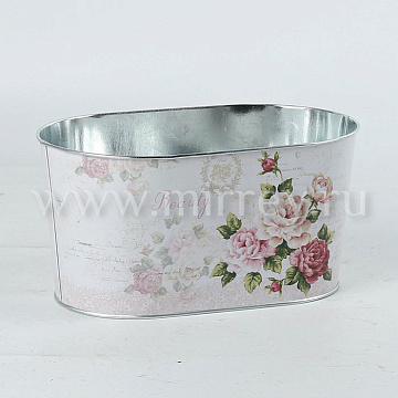 Декоративное овальное кашпо "Бьюти" 22.5X13.7XH11.3 см. металл