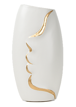 Ваза керамическая, цвет бело-золотой, 12,5*9*23,5 см