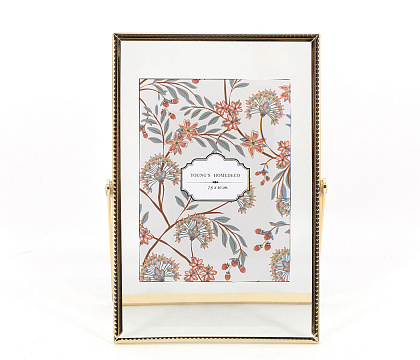 Фоторамка декоративная с металлическим багетом, со стеклом, 7,5x10 см