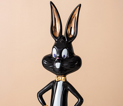 Статуэтка декоративная серия "Кролик", керамика, цвет черный, 17,5*17,5*49,5 см