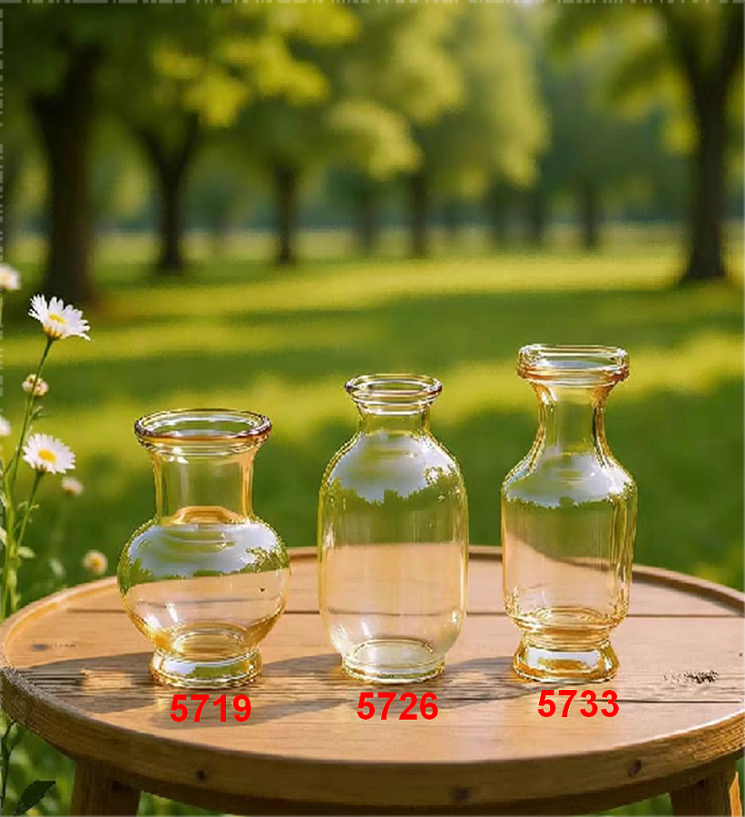 Ваза стеклянная D8,4 * H10,7, 1 шт., янтарный