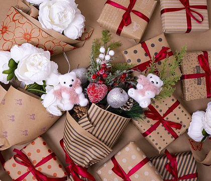 А Бумага крафт с рисунком "Горох" Черный 70см 400гр