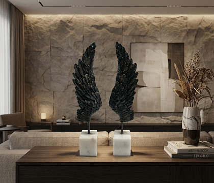 Статуэтка декоративная "Крыло I", цвет черный, 11*7*43 см