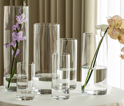 Ваза стеклянная D15 * H20 см, 1 шт., прозрачный