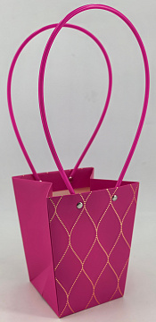 Пакет подарочный тисненый золотым фольгированием, 13*9.5*15.5 см., 10 шт./упак., фуксия