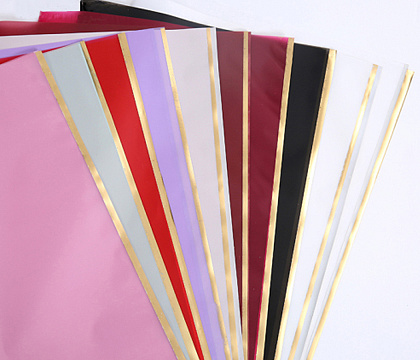 Упак. материал флористическая пленка "Золотой кант", 58х58 см, красный, 20 листов /упак