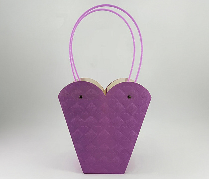 Пакет подарочный тисненый в форме сердца, 23*10.5*24 см 10 шт./упак., сиреневый