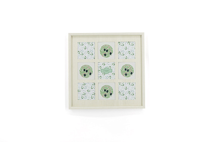 Фоторамка-коллаж декоративная из МДФ для 9 фотографий 10х10 см., цвет белый, со стеклом, 38,8x2,5х38,8 см