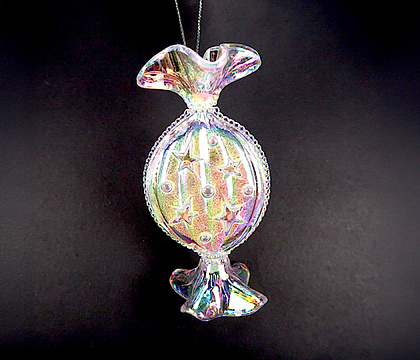 Фигурка декоративная "Конфетка прозрачная с эффектом радуги на подвеске", акрил, 10 см. 1 шт.