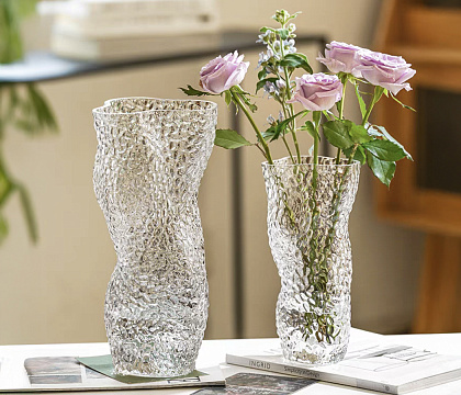 Ваза стеклянная D11 * H23,  1 шт., прозрачный