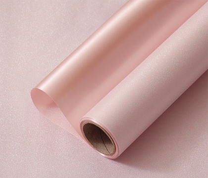 Упак. материал флористическая пленка "Мерцание", 150 мкр, 49 см х 5 ярдов , розовый пион