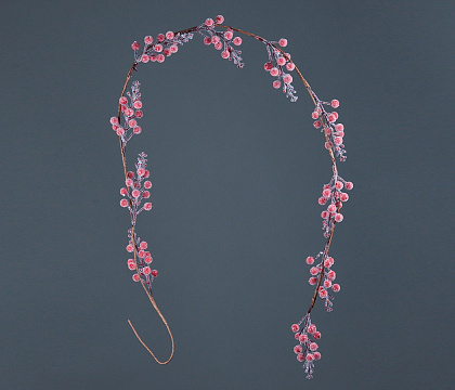 Гирлянда с заснеженными красными ягодами, 132 см